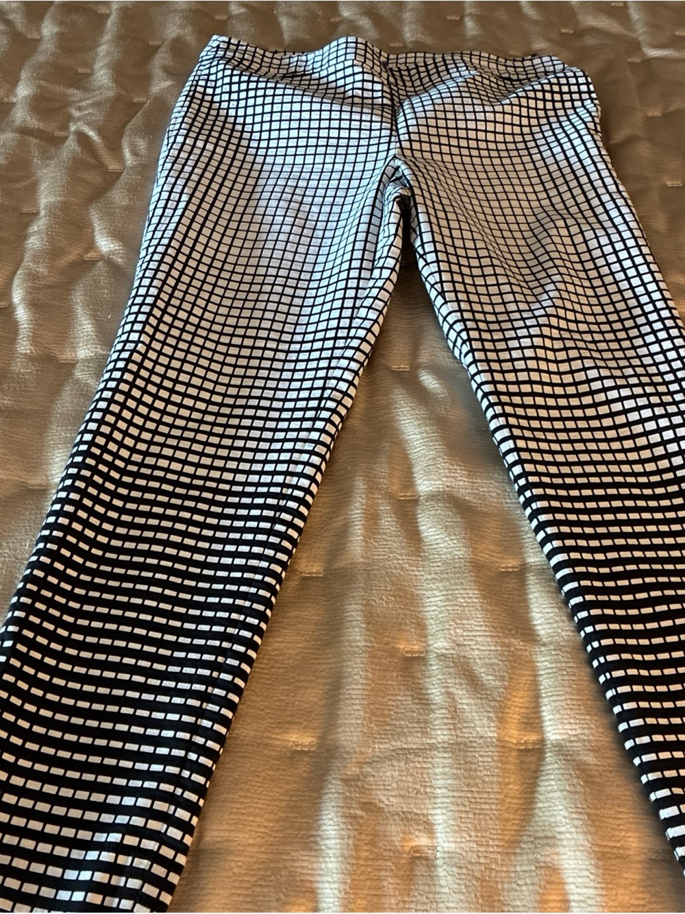 Natori Black and White Grid-Print cotton pants
